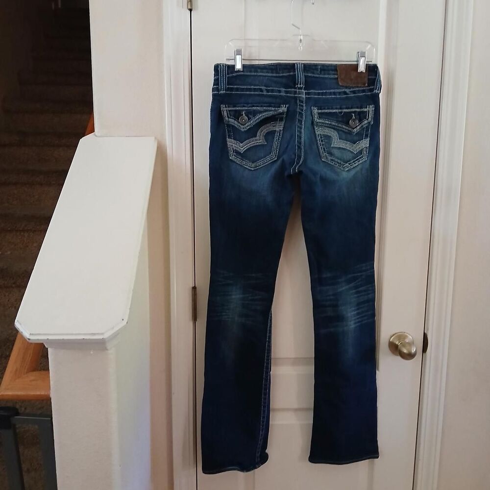 Big Star Casey K Slim Boot low rise blue jeans embroidered pockets 27x33 Y2K - Picture 2 of 7